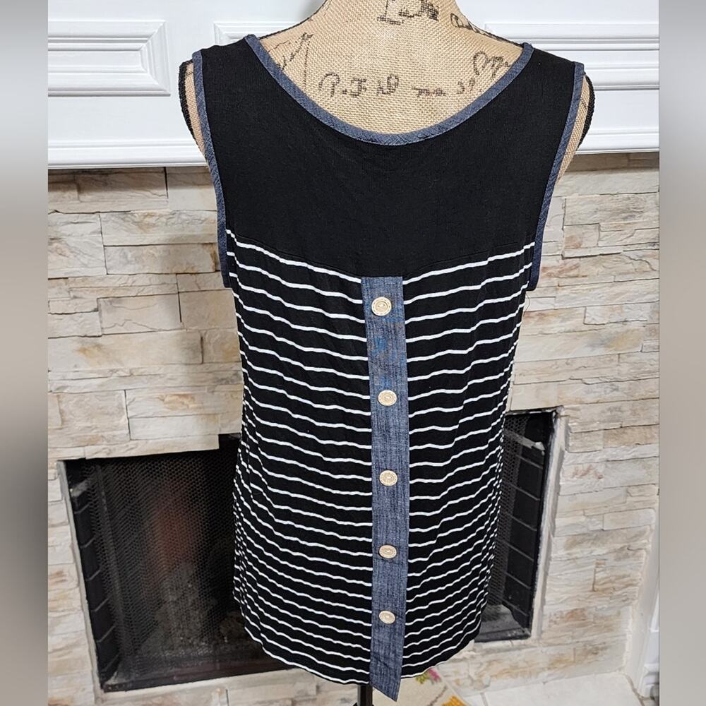 Striped Super Soft Button Detail Task Top Size Xl - image 2